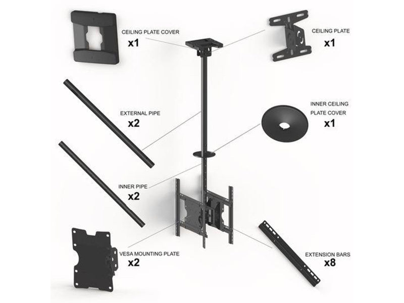 Multibrackets M Public Ceilingmount Medium Back zu Back 65 kg 55" 100 x 100 mm