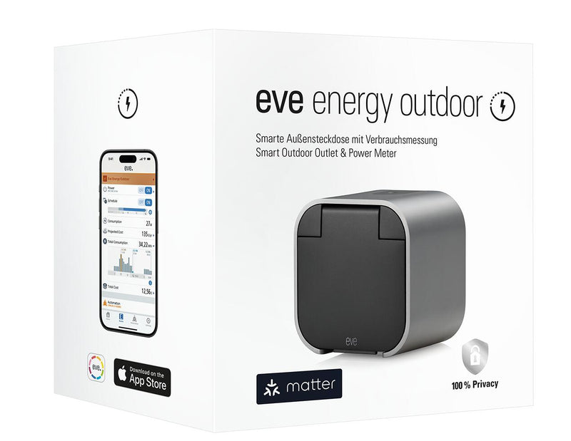 Eve 10ECM8351 Energy Outdoor Smarte Außensteckdose mit Verbrauchsmessung