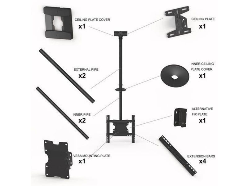 Multibrackets M Public Ceilingmount Medium Single 3000 70 kg 55" 100 x 100 mm
