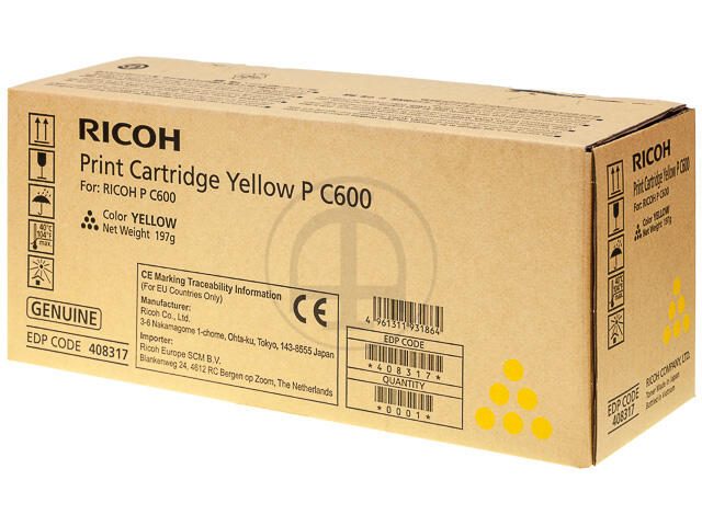 Ricoh Original Type P C600 Toner gelb 13.000 Seiten (408317) für RICOH P C600