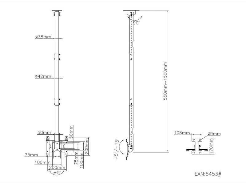 Multibrackets M Public Ceilingmount Klein Single