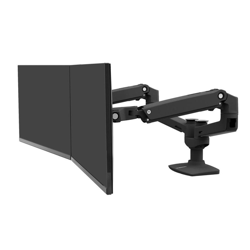 Ergotron LX Dual Monitorarm für zwei Monitore bis 68,58 cm 27 Zoll nebeneinander Tischhalterung schwarzmatt