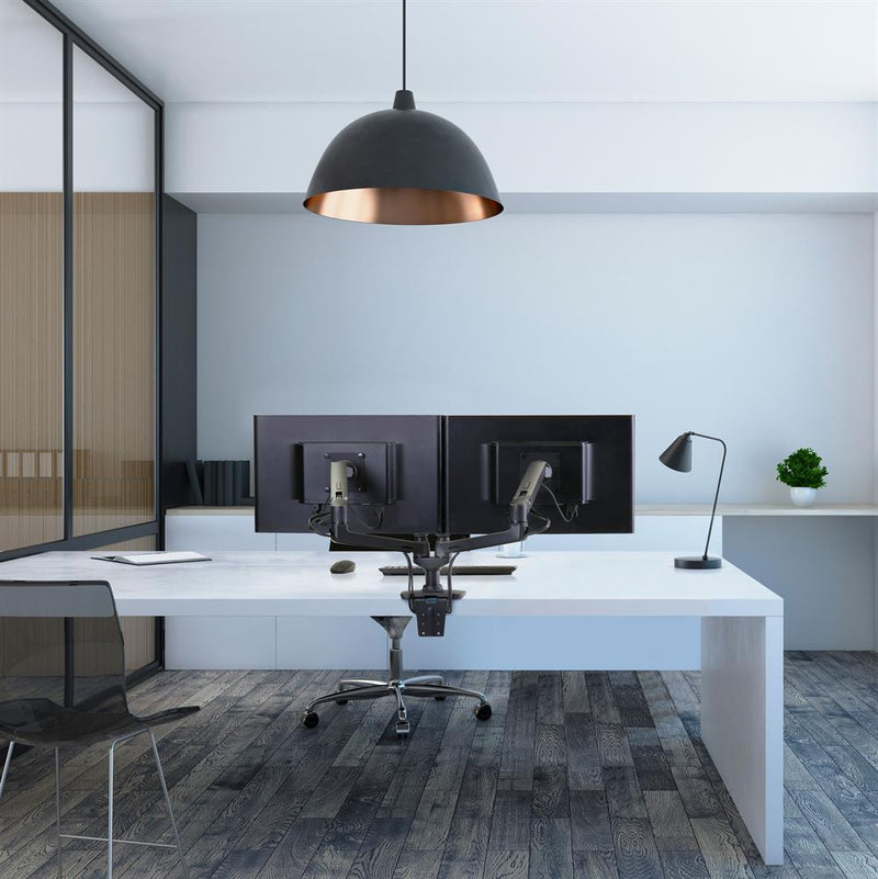 Ergotron LX Dual Monitorarm für zwei Monitore bis 68,58 cm 27 Zoll nebeneinander Tischhalterung schwarzmatt