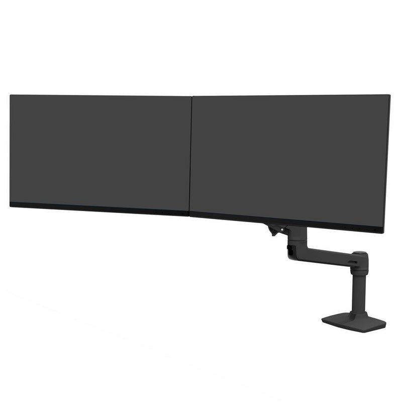 Ergotron LX Dual Monitorarm für zwei Monitore bis 63,5 cm 25 Zoll nebeneinander Tischhalterung schwarzmatt