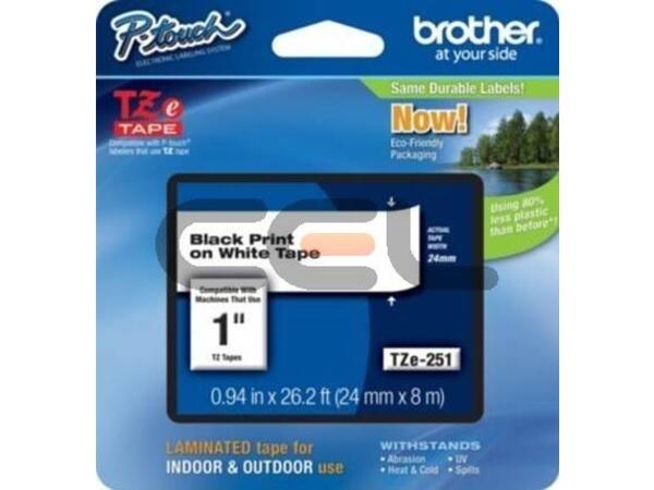 Brother TZe-251 Schriftband weiß/schwarz 24mm (TZE251CIV)