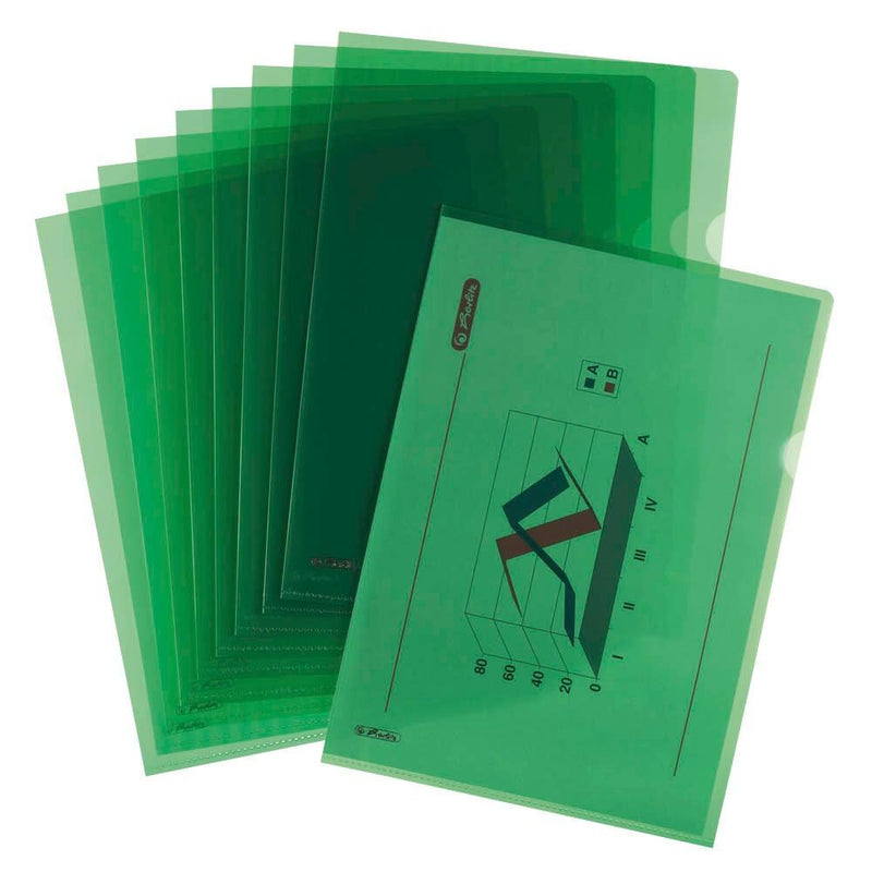 herlitz Sichthüllen Aktenhülle DIN A4 genarbt 0,19 mm grün - 10 Stück