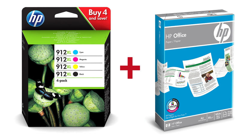 Druckerpatronen Bundle mit HP Original 912XL Multipack + 500 Blatt HP Kopierpapier