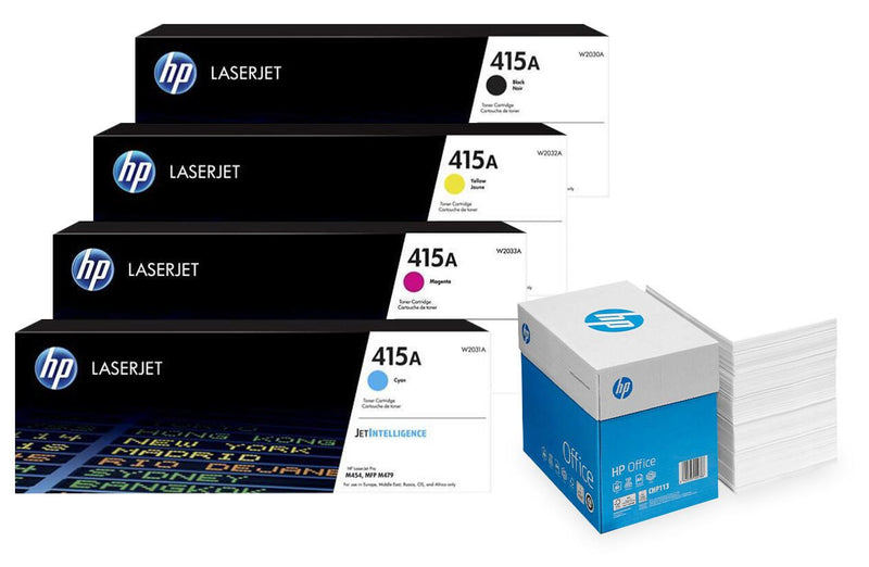 Bundle mit HP Original 415A Toner 4er Multipack + 2.500 Blatt HP Kopierpapier hochweiß