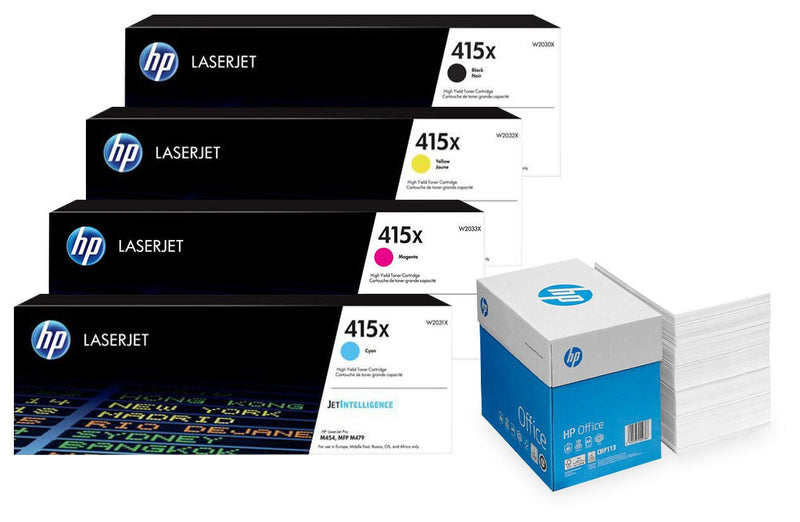Bundle mit HP Original 415X Toner 4er Multipack + 2.500 Blatt HP Kopierpapier hochweiß