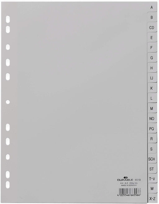 DURABLE A-Z Ordnerregister A4 - 20-teilig - grau