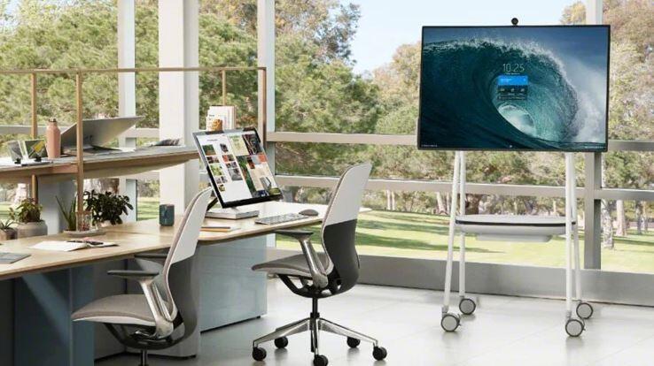 Steelcase Wagen für interaktives flaches Paneel Grau, Arctic White, Pewter für Microsoft Surface Hub 2S/3