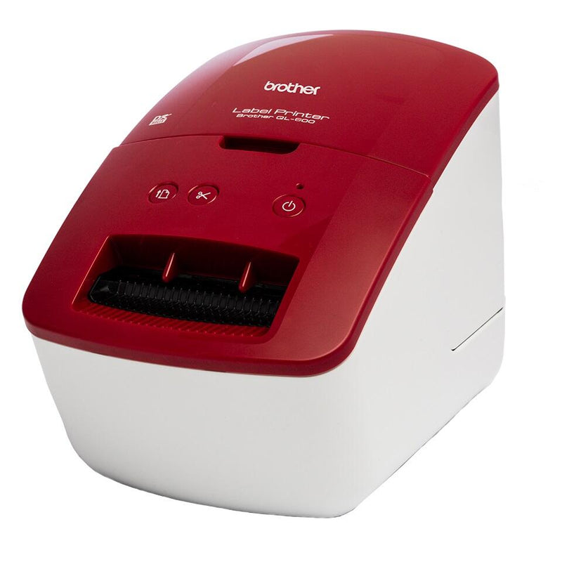 Brother QL-600R Professioneller Etikettendrucker für Einzel- und Endlosetiketten (Rot)