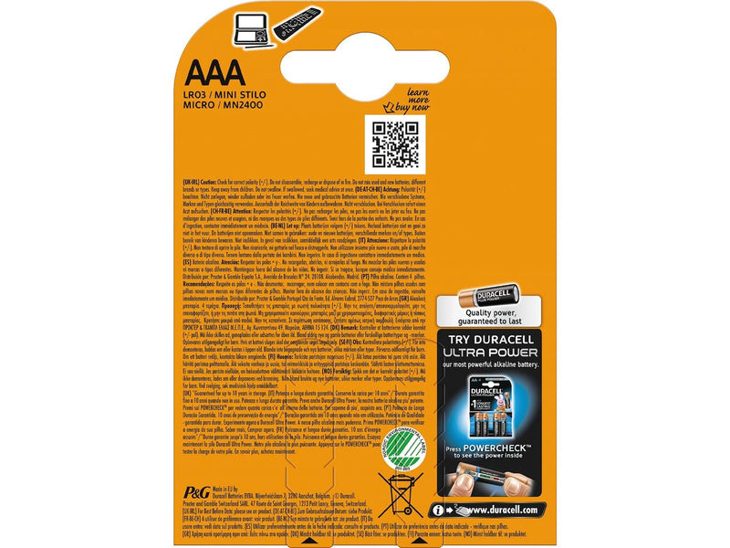 DURACELL AAA / LR03 / MN240 - 4 Pack