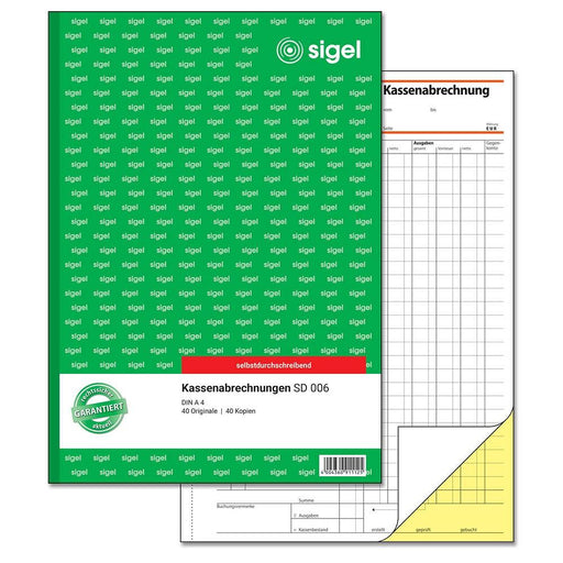 sigel Kassenabrechnung Formularbuch SD006 - 2 x 40 Blatt