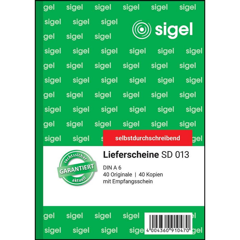 sigel Lieferschein mit Empfangsschein Formularbuch SD013 - 2 x 40 Blatt