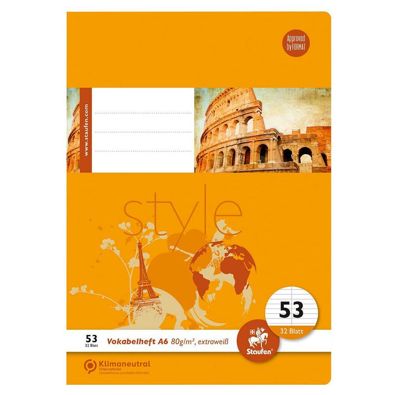 Staufen Vokabelheft Lineatur 53 liniert DIN A6 ohne Rand - 32 Blatt