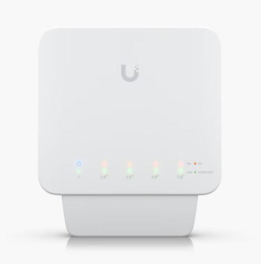 Ubiquiti UniFi Switch USW-FLEX Switch managed 4x 10/100/1000 (PoE) + 1x 10/100/1000 (PoE) wandmontierbar, Stangenmontage
