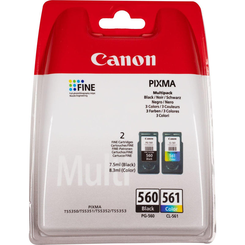 Canon Original PG-560 + CL-561 Druckerpatronen 2er-Pack - BK/C/M/Y 180 Seiten