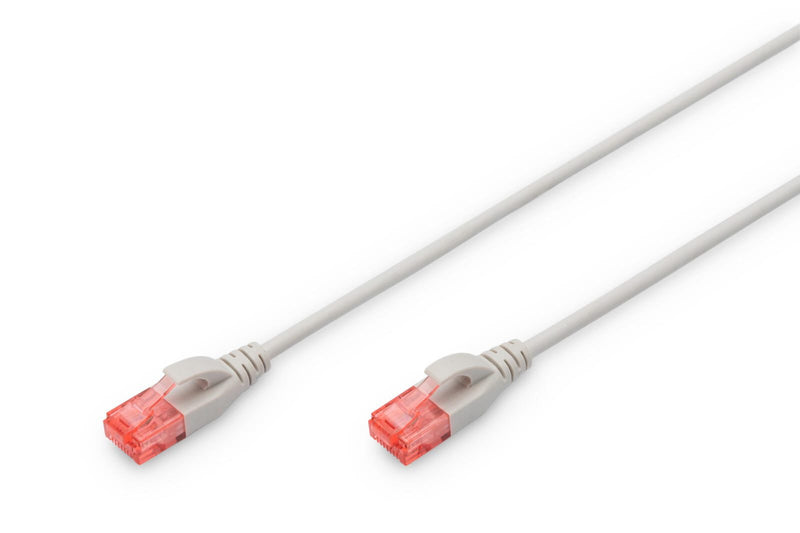 DIGITUS Patch-Kabel Slim RJ-45 (M) zu RJ-45 (M) 10m Kupfer U/UTP Cat 6 grau (DK-1617-100S)