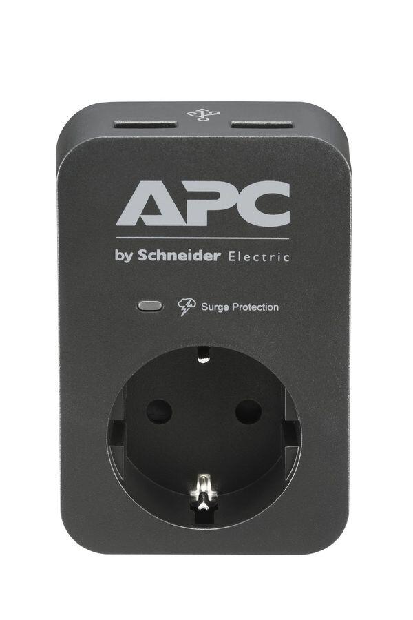 APC PME1WU2B-GR Essential SurgeArrest Black 1 Ausgang, 230V, 2 USB-Ports
