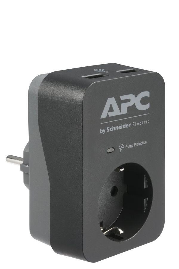 APC PME1WU2B-GR Essential SurgeArrest Black 1 Ausgang, 230V, 2 USB-Ports