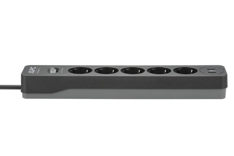 APC PME5U2B-GR Essential SurgeArrest Black 5 Ausgänge, 230 V, 2 USB-Ports