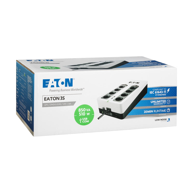 Eaton USV 3S Gen2 510W 850VA Schuko-Eingang, 8-Ausgänge