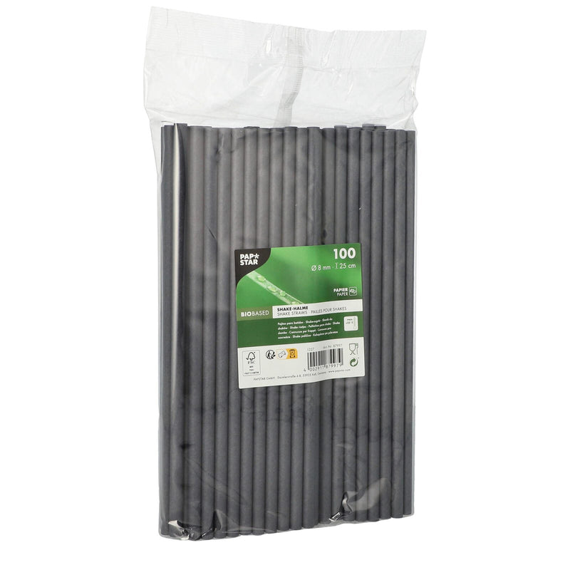 PAPSTAR Strohhalme pure schwarz - 100 Stück