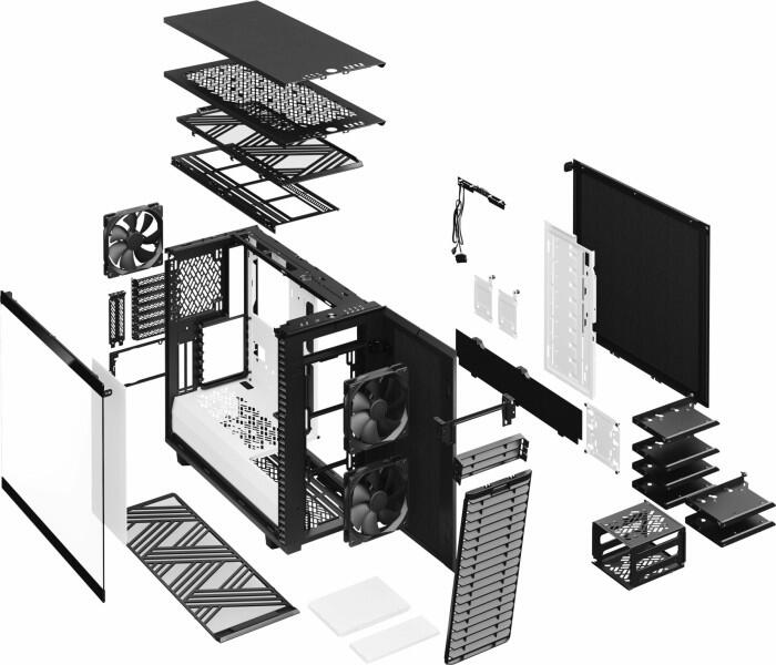 Fractal Design Define 7 - schwarz/weiß, Clear Tempered Glass