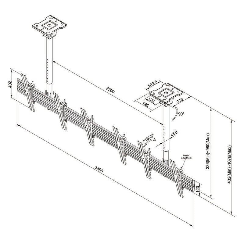 Neomounts Pro NMPRO-CMB3 Menuboard dreifach Deckenhalterung