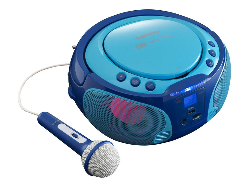 Lenco SCD-650BU - Portable FM Radio CD/MP3/USB Microphone & Light Effects - Blue - FM - Stereo - Blau