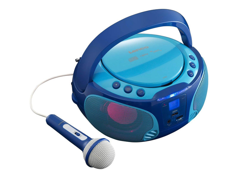 Lenco SCD-650BU - Portable FM Radio CD/MP3/USB Microphone & Light Effects - Blue - FM - Stereo - Blau
