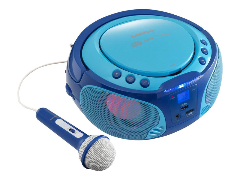 Lenco SCD-650BU - Portable FM Radio CD/MP3/USB Microphone & Light Effects - Blue - FM - Stereo - Blau
