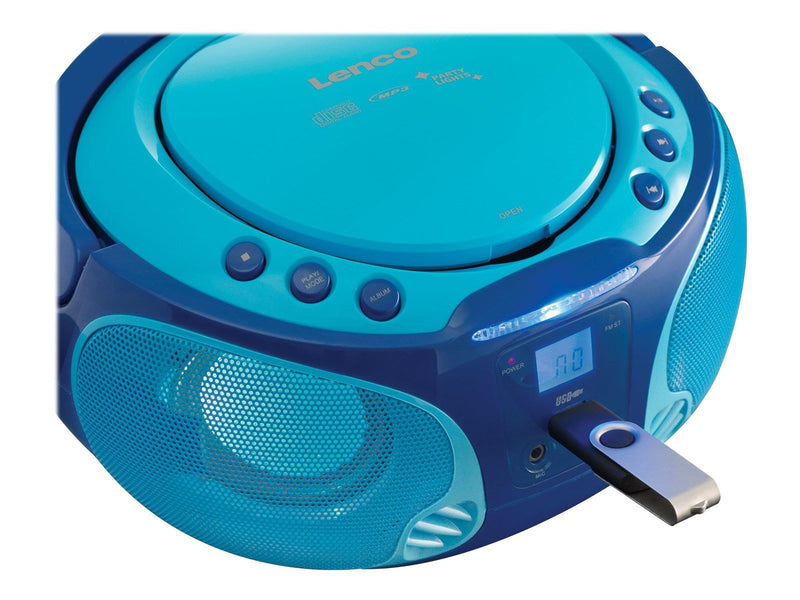 Lenco SCD-650BU - Portable FM Radio CD/MP3/USB Microphone & Light Effects - Blue - FM - Stereo - Blau
