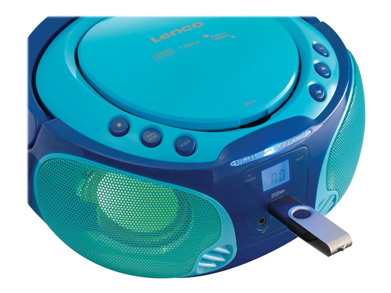 Lenco SCD-650BU - Portable FM Radio CD/MP3/USB Microphone & Light Effects - Blue - FM - Stereo - Blau