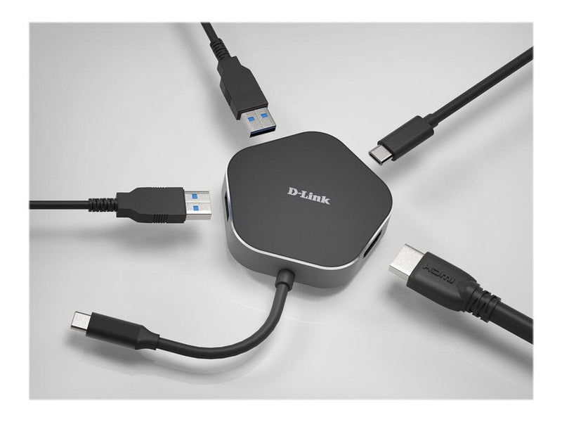D-Link 4-In-1 USB-C Hub mit HDMI/USB-C Thunderbolt 3 Dockingstation