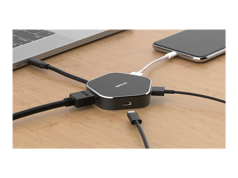 D-Link 4-In-1 USB-C Hub mit HDMI/USB-C Thunderbolt 3 Dockingstation
