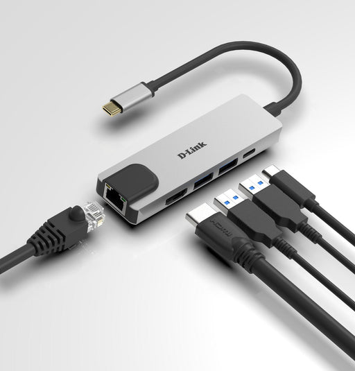 D-Link 5-In-1 USB-C Hub mit HDMI/Ethernet und USB-C Thunderbolt 3 Dockingstation