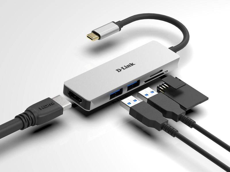D-Link 5-In-1 USB-C Hub mit HDMI/Kartenleser und USB-C Thunderbolt 3