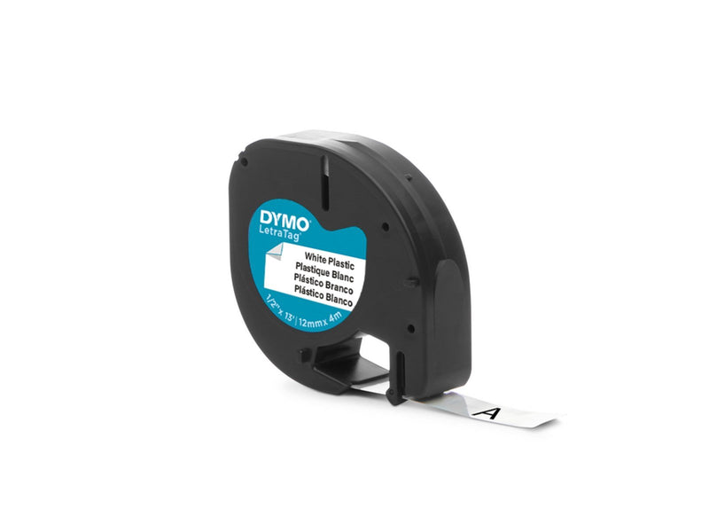 DYMO LetraTag Etikettenband| schwarz auf weiß | 12 mm x 4 m