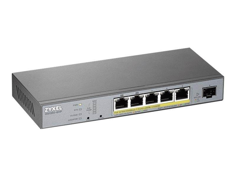 ZyXEL GS1350-6HP 5-port GbE Smart Managed PoE+ (60W) Switch with GbE Uplink