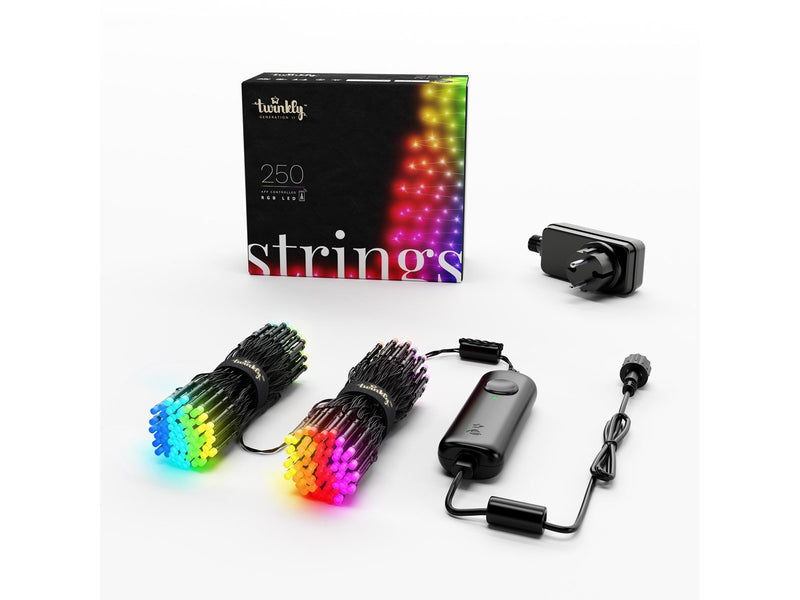 Twinkly Strings – 250 App-Controlled RGB LEDs. 20 Meters. Black Wire.