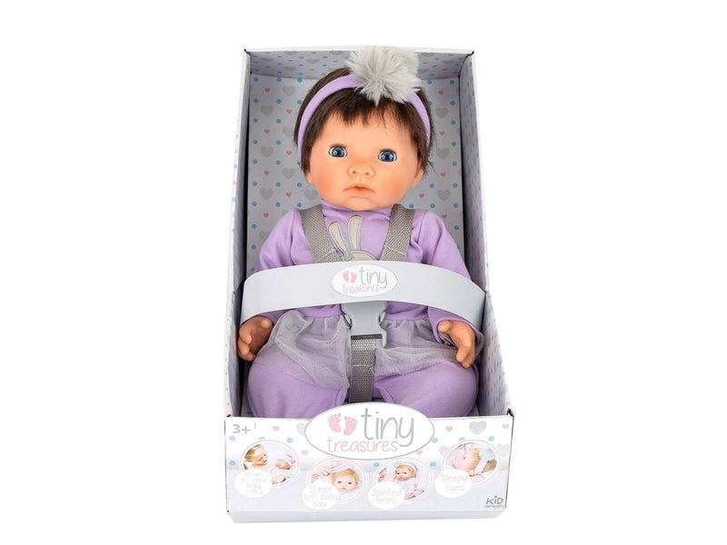 Tiny Treasures Dark Hair Baby Doll Purple Outfit