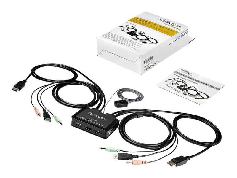 StarTech.com 2 Port USB 4K60Hz DisplayPort KVM Switch with Built-In Cables - KVM / audio switch - 2 ports