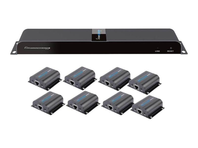 IC INTRACOM techly HDMI 1x8 Extender Splitter over CAT6/6a/7 50m with IR pass-back