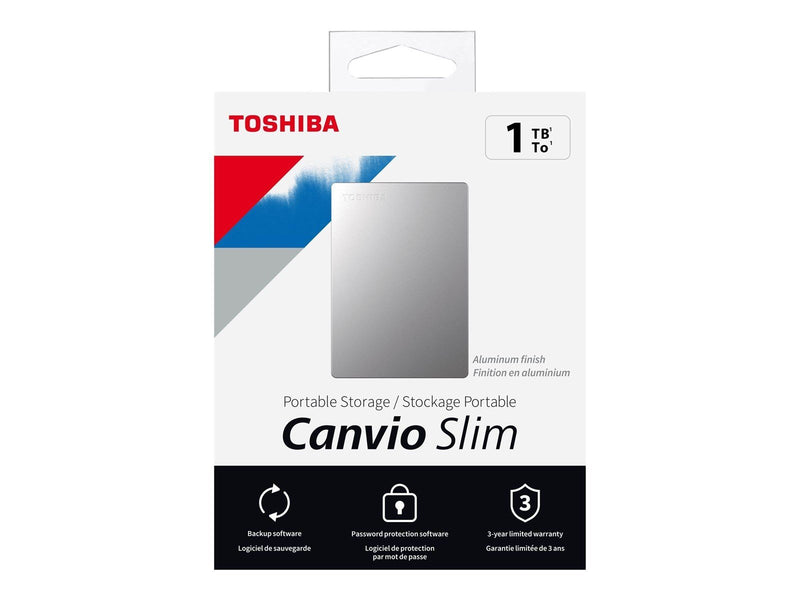Toshiba Canvio Slim - Extern Festplatte - 1TB - Silber