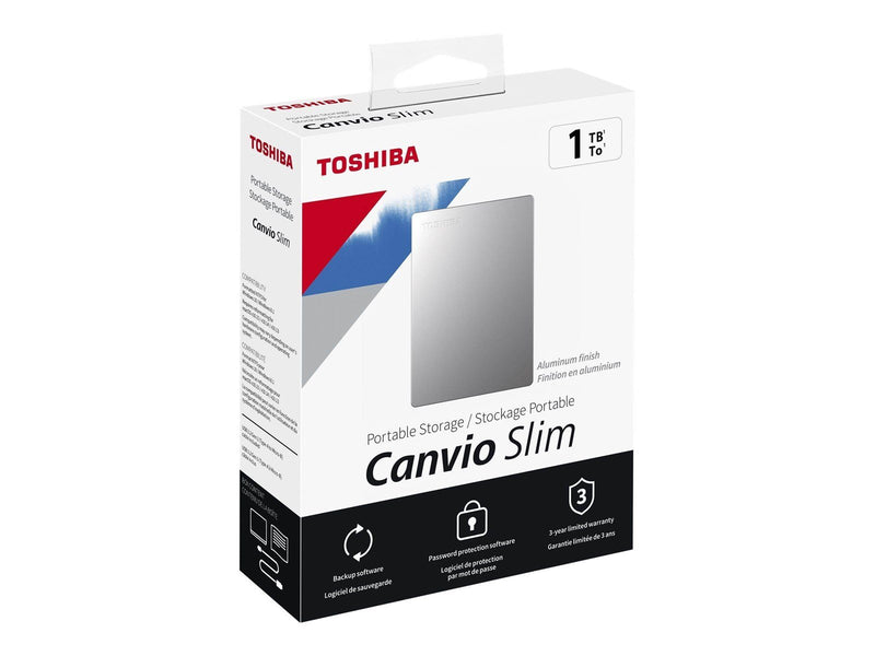 Toshiba Canvio Slim - Extern Festplatte - 1TB - Silber