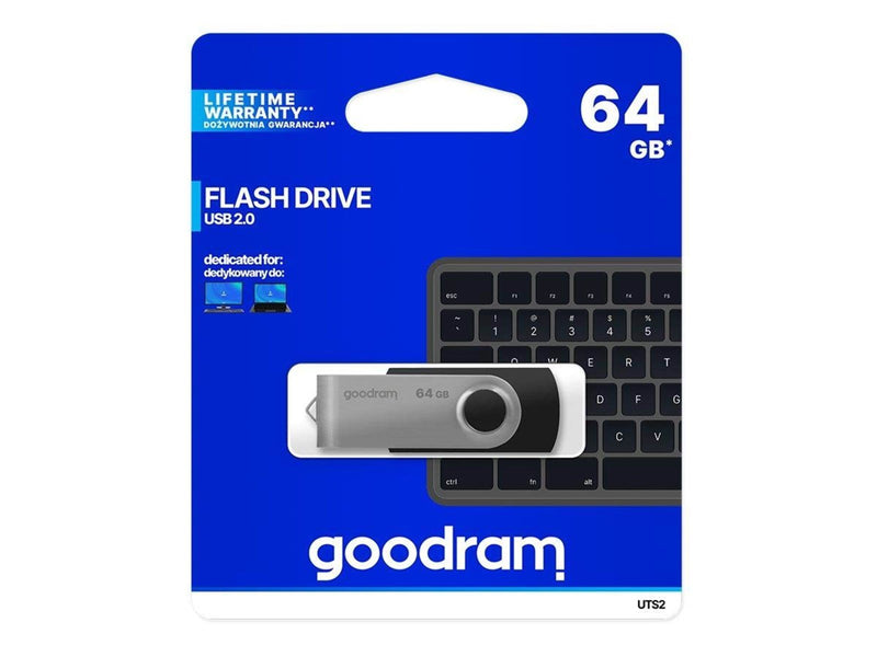 GOODRAM memory USB UTS2 64GB USB 2.0 Black - 64GB - USB-Stick