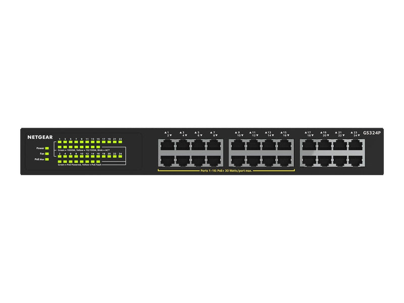 Netgear GS324P 24-Port Gigabit Ethernet Unmanaged Switch with 16-Ports PoE+ (190W)