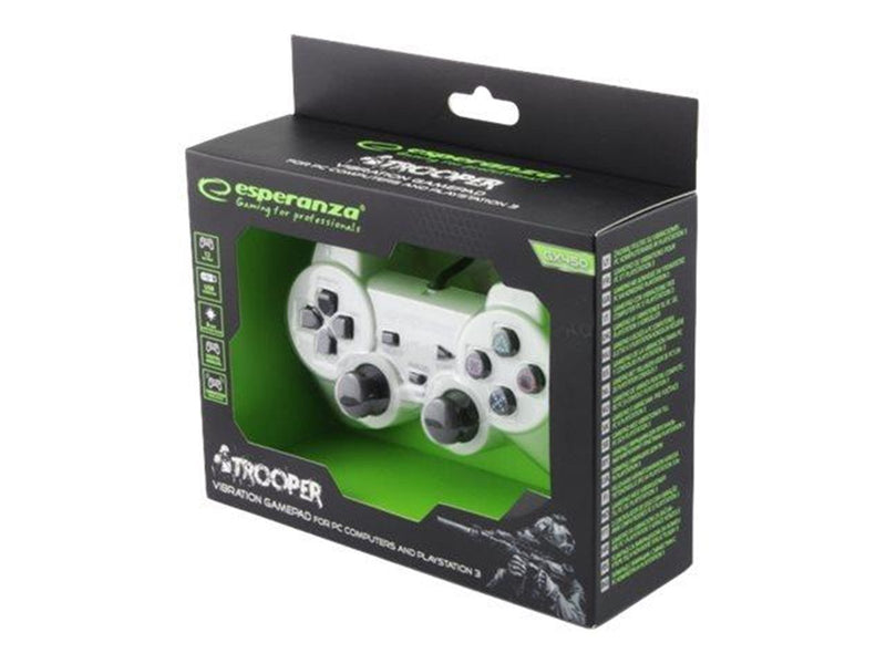 Esperanza GamePad PS3/PC USB Trooper White - Wired Controller - PC